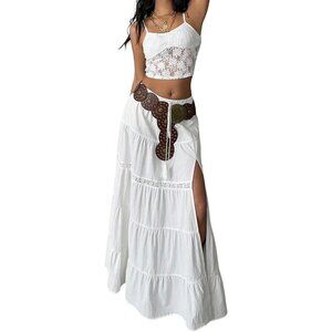 Stunning Women's Drawstring Waist Long Ruffle Skirt - Perfect for All Occasions